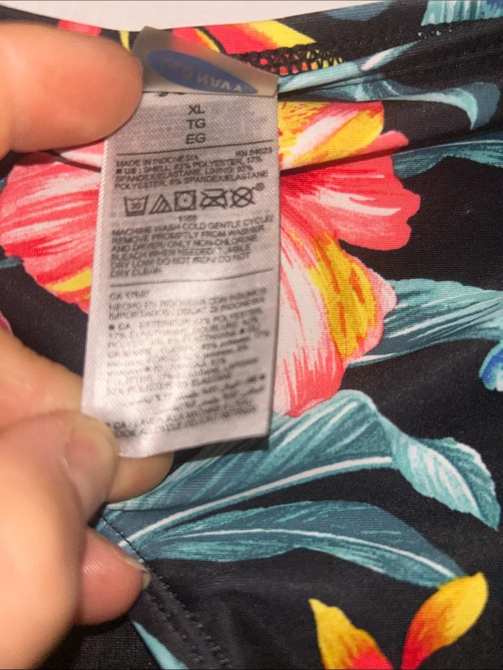 Old Navy Black Tropical Floral Tie-Front Swim Top